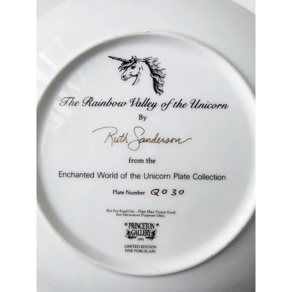 Princeton Gallery Ruth Sanderson Rainbow Valley of the Unicorn Collector Plate - Picture 8 of 9